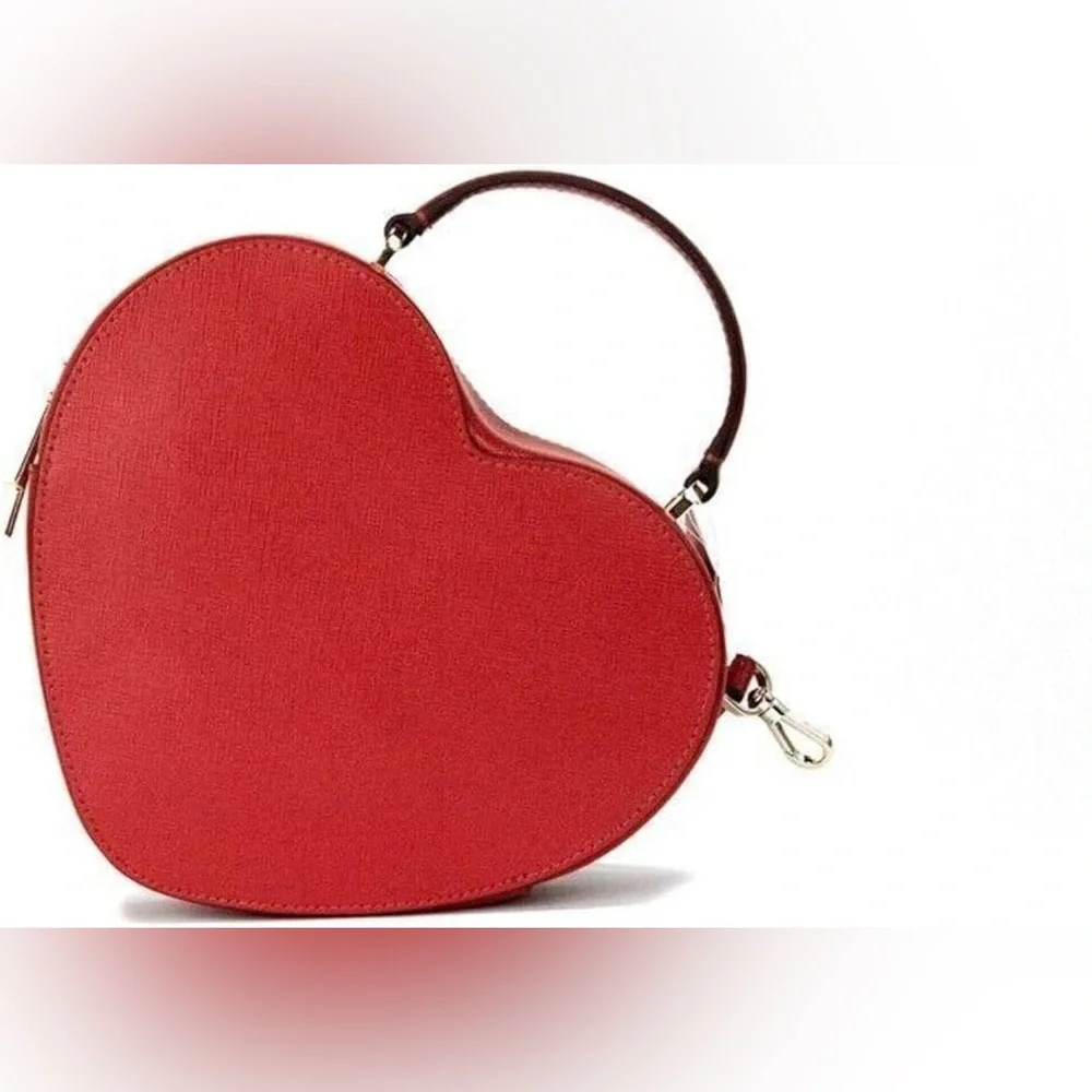 Kate Spade Love Shack Heart Leather Bag Purse Candied Cherry Red Saffiano NEW